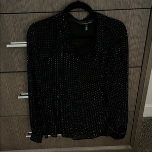 White House Black Market Sparkly Dot Button Down Shirt